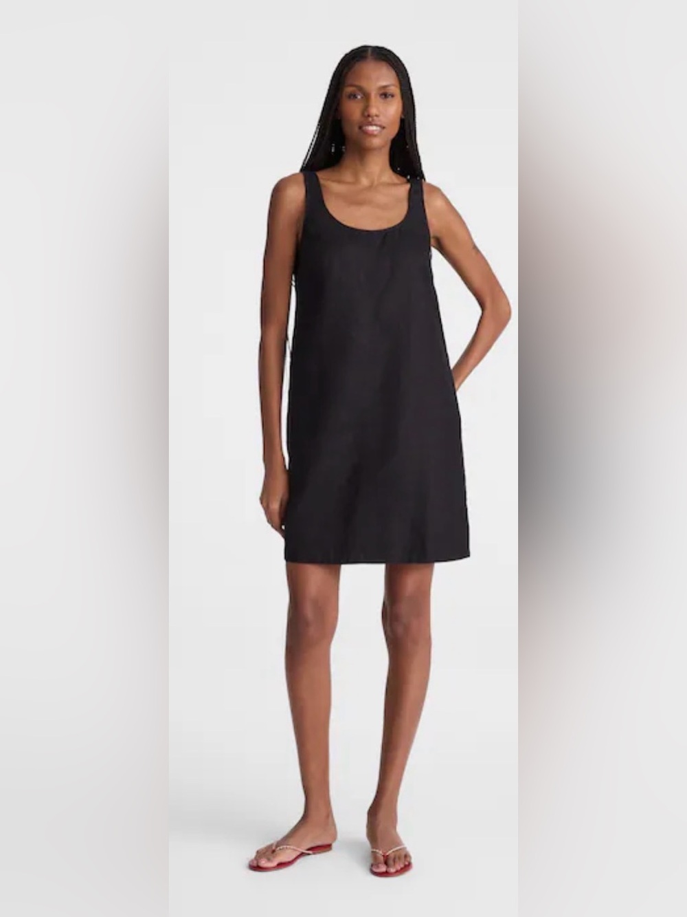 Scoopneck Mini Shift Dress in 100% Linen